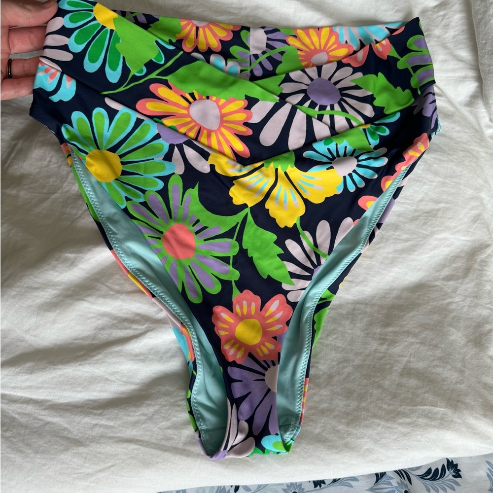 Aerie L high waisted cheeky bikini bottoms with crisscross band